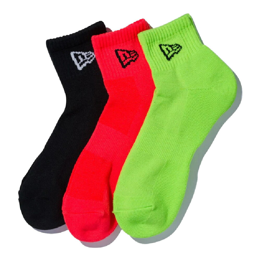 ニューエラ ソックス アンクル 3ペア フラッシュパック マルチ ブラック ネオンオレンジ ネオングリーン 1セット New Era SOCKS ANKLE 3PAIRS FLASH NONE