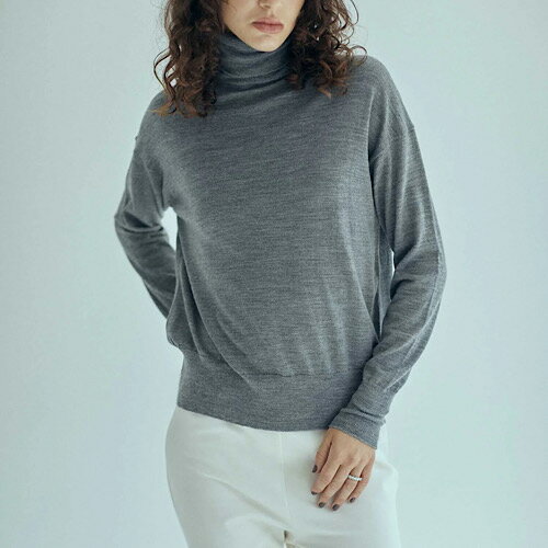 SEA(シー) WOOL HIGH GAUGE TURTLE NECK KNITWEAR ハイゲージウール タートルネックニット STONE ストーン グレー 110223431