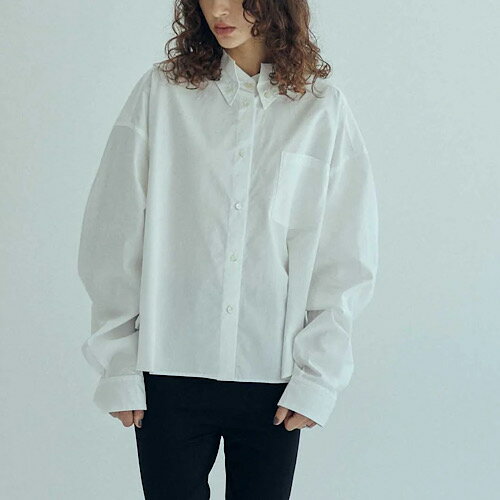 SEA(シー) BROADCLOTH CUT-OFF COLLAR OVERSIZED SHIRTS ブロードカットオフカラー オーバーシャツ MILK ミルク 110723410