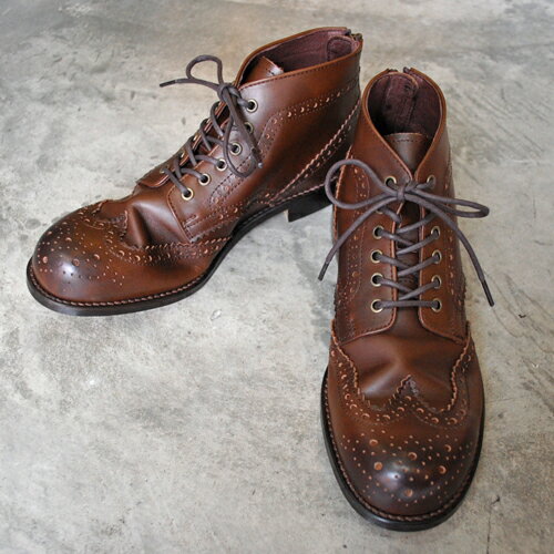 【ポイント10倍】【サイズ交換初回片道送料無料】 PADRONE パドローネ WING TIP BOOTS with BACK ZIP ウイングチップブーツ/ ALEX アレックス D.BROWN ダークブラウン PU8054-1138-19C 革靴 日本製 ビジネス ギフト