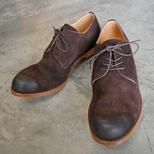 【ポイント10倍】【サイズ交換初回片道送料無料】 PADRONE パドローネ VELOUR DERBY PLAIN TOE SHOES / JACK ダークブラウン D.BROWN PU7358-2049-19D