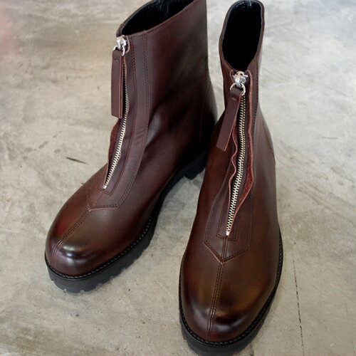 【ポイント10倍】【サイズ交換初回片道送料無料】 PADRONE パドローネ PU8054-1142-22C CENTER ZIP BOOTS(WATER PROOF LEATHER) D.BROWN ダークブラウン　ギフト