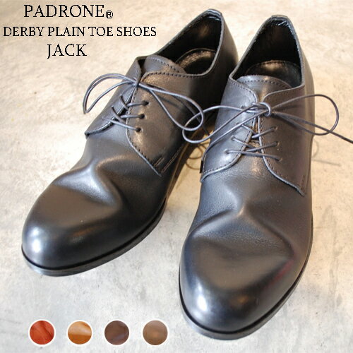 【ポイント10倍】【サイズ交換初回片道送料無料】 PADRONE パドローネ メンズ DERBY PLAIN TOE SHOES / JACK ジャック PU7358-2001-11C ダービープレーントゥ 革靴 日本製 ビジネス　ギフト