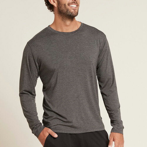 BOODY(ブーディー) ロングスリーブ クルーネック Tシャツ 全3色(Dark Marl ダークマール, Light Grey Marl ライトグレーマール, Black ブラック)