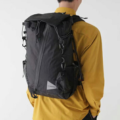 and wander アンドワンダー ECOPAK 30L backpack (5744975191) black , off white , beige ブラック オフホワイト ベージュ