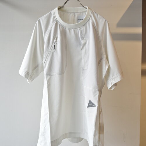 and wander アンドワンダー stretch rip pullover (5744154122) off white オフホワイト