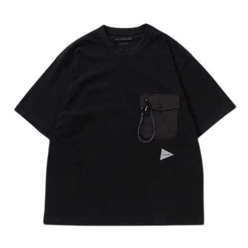 and wander アンドワンダー pocket T (5744184183) black ,gray , white ブラック グレー ホワイト