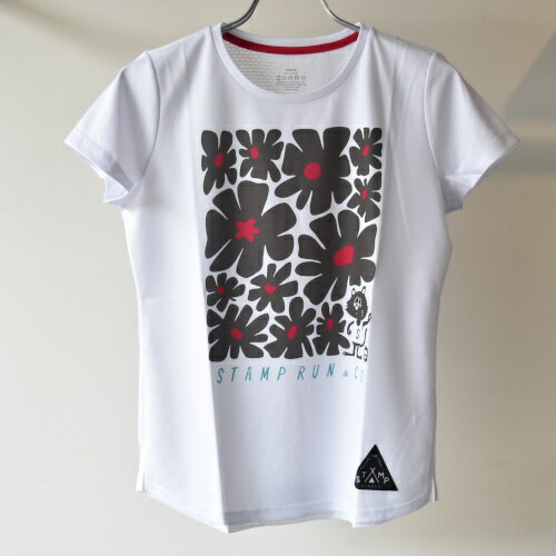 STAMP RUN&CO スタンプ STAMP GRAPHIC WOMENS RUN TEE (FLOWER -WHITE-)