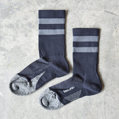 feetures (フィーチャーズ) Elite Light Cushion Mini Crew Black High Top Stripe feetures (フィーチャーズ) Elite Light Cushion Mini Crew Black High Top Stripe