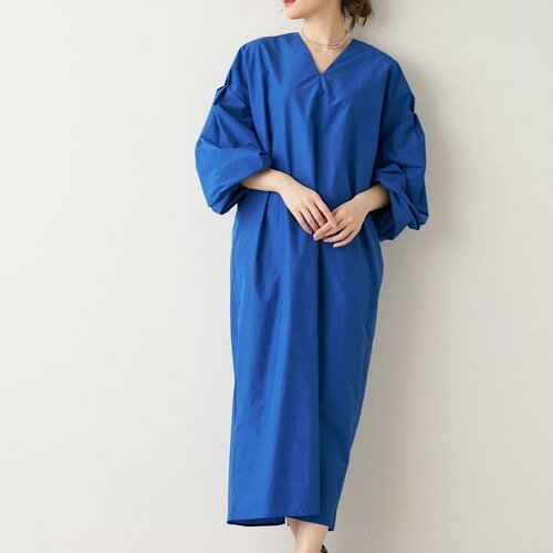 MICA&DEAL (マイカアンドディール) タックスリーブVネックワンピース BLUE ブルー 0124304203 MICA&DEAL (マイカアンドディール) タックスリーブVネックワンピース BLUE ブルー 0124304203