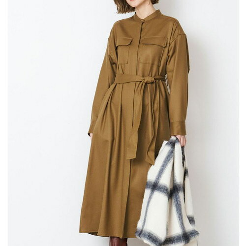 MICA&DEAL (マイカアンドディール) バンドカラーシャツワンピース CAMEL キャメル 0124404272