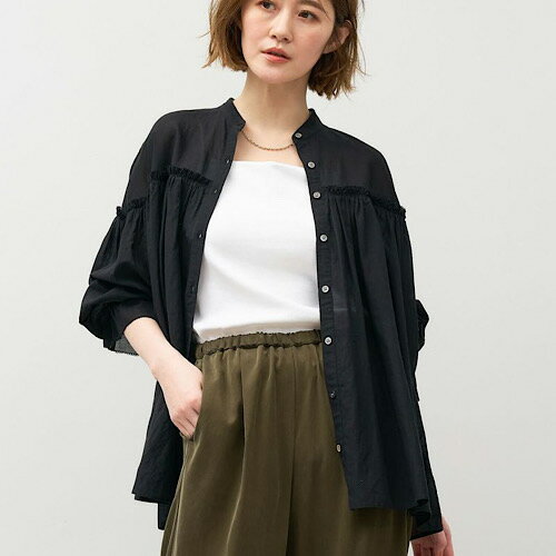 MICA&DEAL (マイカアンドディール）ギャザーボイルブラウス BLACK ブラック 0125301225のサムネイル