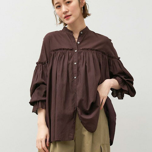 MICA&DEAL (マイカアンドディール）ギャザーボイルブラウス BROWN ブラウン 0125301225のサムネイル