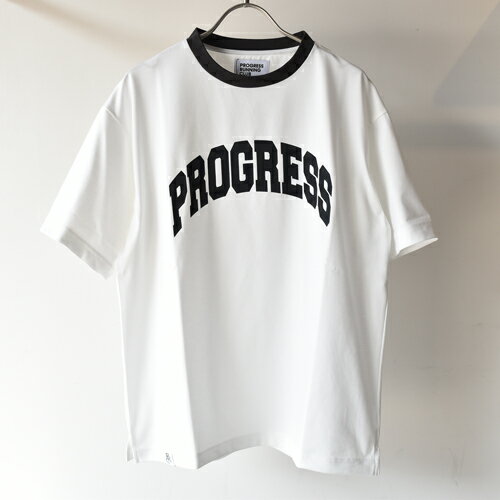 PROGRESS RUNNING CLUB (プログレスランニングクラブ) "PROGRESS" Water absorb & Quick Dry RINGER S/SLV Tee ホワイト×ブラック White/BLack