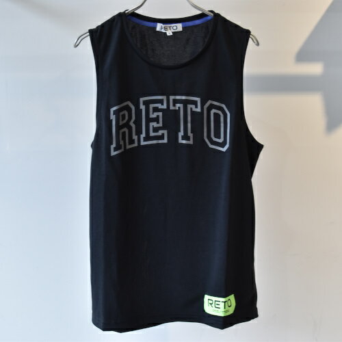 RETO (レト) COLLEGE LOGO SLEEVELSS T / ブラック
