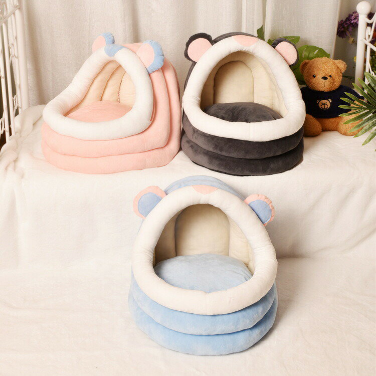 Rakuten - ペット ベッド ペットベッド 暖かい 犬 ねこベッド ドーム 大きい 冬 おしゃれ 猫ハウス 暖かい ふわふわ もこもこ 小型犬 猫ハウス ネコこたつ 柔らかい ぐっすり眠る