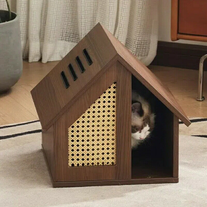 乐天商城 - 【半閉鎖デザイン】ペットハウス 猫用 小型犬用 消臭＆抗菌加工 毛が付かない お手入れ簡単 耐久性抜群 オールシーズン対応 コンパクトペットベッド