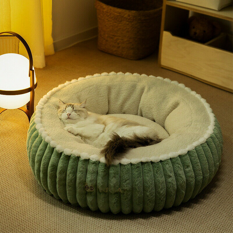 ペットベッド 犬 猫 ベッド マット 厚手 秋 冬 防寒対策 保温 丸い形 取り外して洗...
