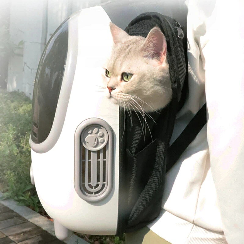 猫用キャリーリュック 茶色パネル 通気性抜群 大容量 ペットキャリーバッグ 宙吊り...