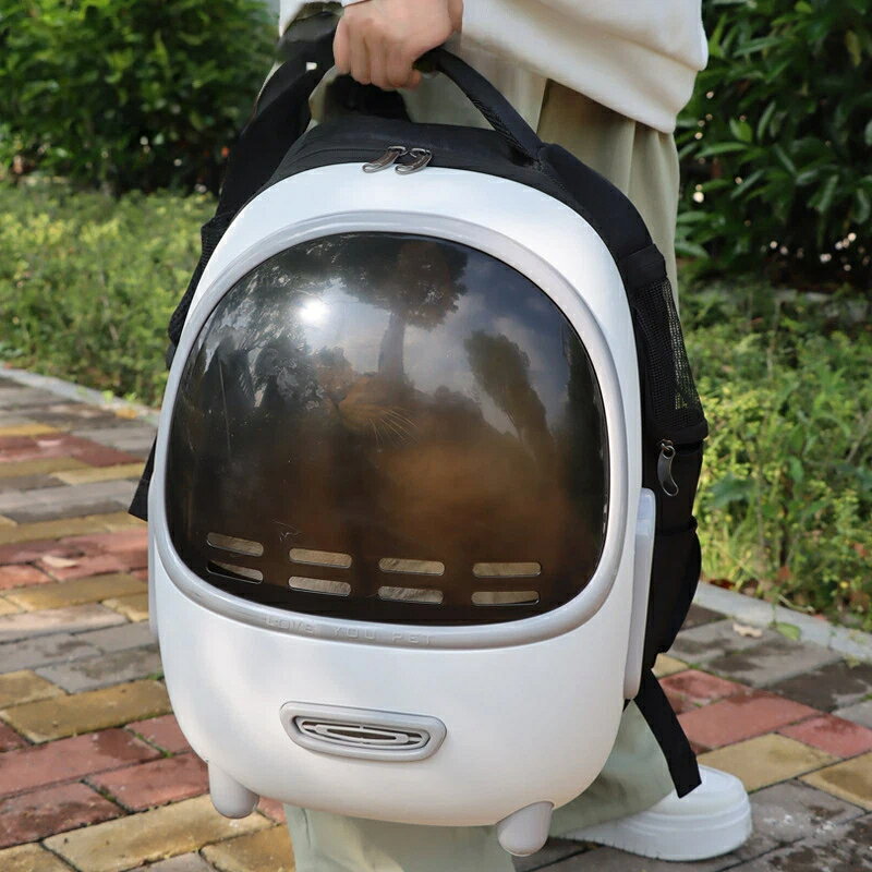 猫用キャリーリュック 茶色パネル 通気性抜群 大容量 ペットキャリーバッグ 宙吊り...
