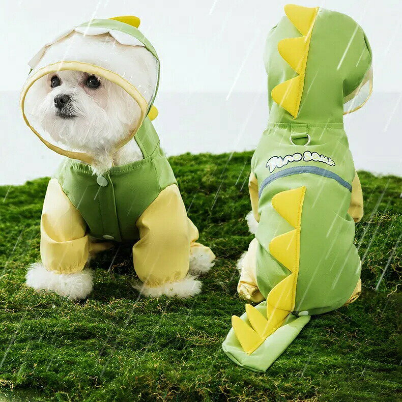 乐天商城 - 犬用レインコート 防水 大型犬対応 四足完全ガード パッチワークデザイン おしゃれ 撥水仕様 中型犬 金毛犬 雨の日散歩用 脱着簡単 ペットウェア
