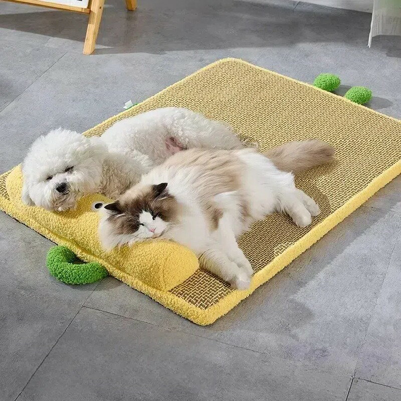 乐天商城 - 【洗えるカバー付き】オールシーズン対応 天然ラタン編み 猫犬用ソファベッド 大型 夏用ひんやりペット寝床