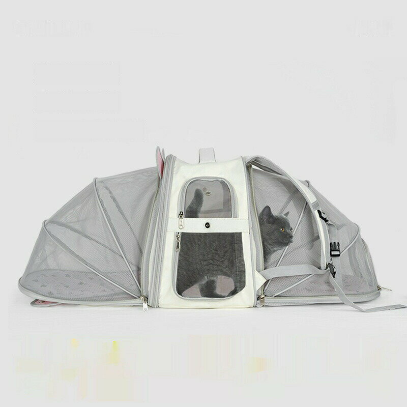 乐天商城 - ペットバッグ リュック 拡張 犬 猫 7KG 6KG キャリーバッグ ペット ソフトキャリー 軽量 折りたたみ 外出用 携帯バッグ 通気性抜群 夏用ペットバッグ 大型サイズ 猫・犬兼用