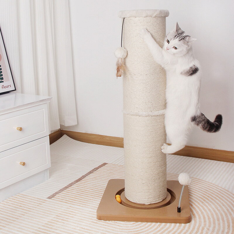 猫爪とぎタワー 猫 おもちゃ 回転 ボール 爪とぎ 木製 爪とぎポール ぐるぐるタワー 猫用ボール 猫遊び 爪研ぎ 遊ぶ盤 猫タワー 木製おもちゃ 多機能 知育回転盤付きナチュラル 安全素材 スペース設計 室内 運動不足 ストレス解消