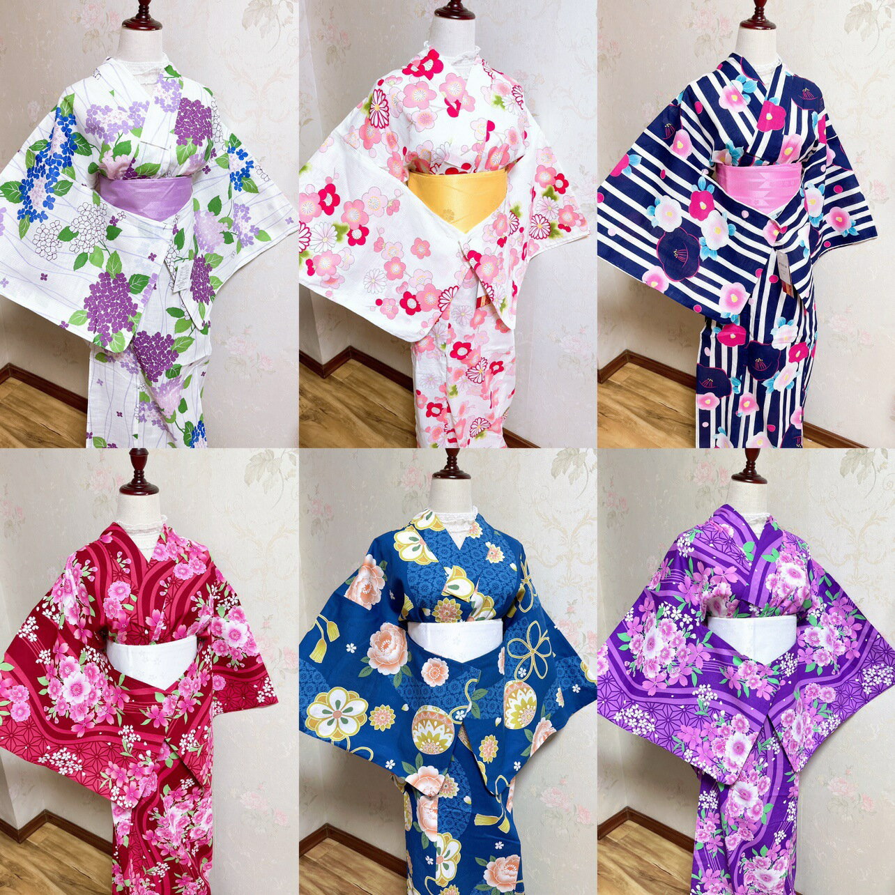 Rakuten - 新品 正装 浴衣 伝統的な デザイン　花火大会　花柄 和服 浴衣 女性用 可愛い 和装 和風 着物 祭り 盆踊り プレゼント 花見 祭り 浴衣セット ゆかた　多色展開　綿 レトロ