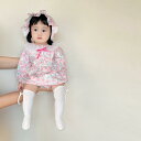 女の子 赤ちゃん プリンセス 長袖 カバー オール 花 ジャンプ スーツ 人形 襟 ロンパース 花柄