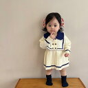 女の子 秋 ネイビー ドレス ベビー 女の子 1歳 プリンセス プリーツスカート 子供 秋 ニット スカート 襟 春秋