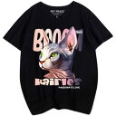 Tシャツ 猫 キャット 猫柄 ペット スフィンクス 夏 ポップ ラウンドネック 半袖