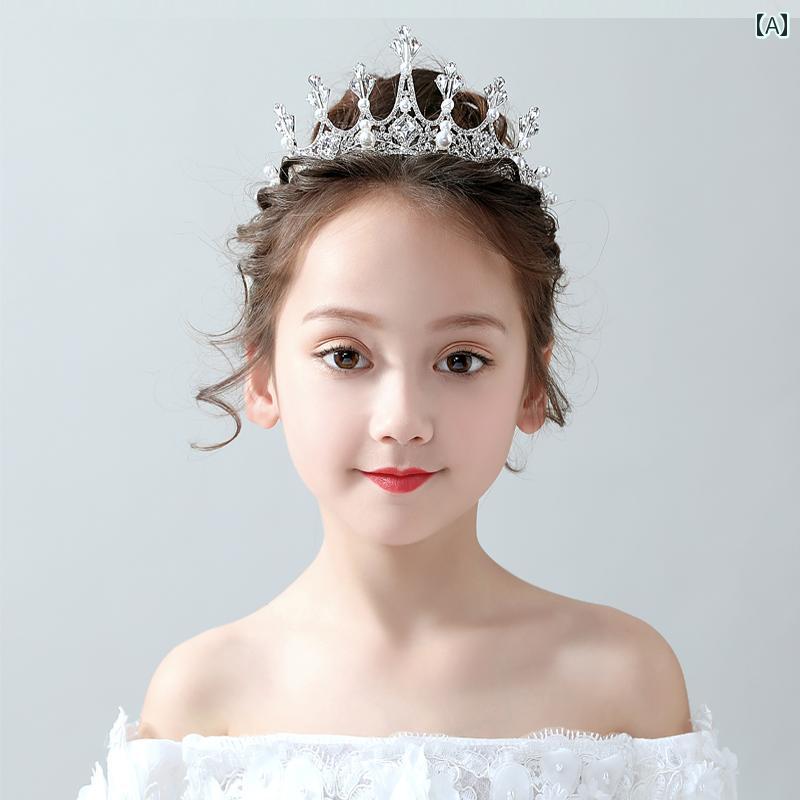 韓国 子供用 アクセサリー ヘアアクセサリー 王冠 クラウン ティアラ 女の子 プリンセス シルバークラウン 誕生日 フェアリー かわいい