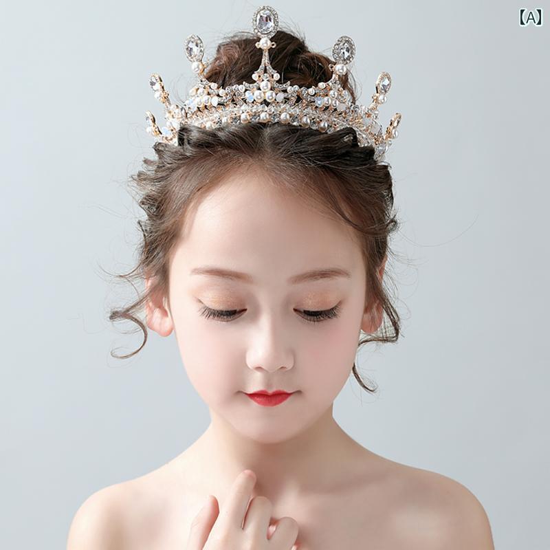韓国 子供用 アクセサリー キッズアクセサリー 王冠 クラウン イヤリング ティアラ ネックレス クリスタル 誕生日 ドレス かわいい ヘッドバンド