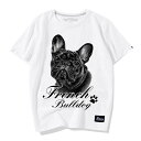 Tシャツ 犬柄 ドッグ プリント アニマル ラウンドネック アメリカンレジャー ポップ 夏 半袖 フレンチブルドッグ プリント アニマルプリント