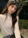 レディース ファッション 大きいサイズ 韓国 ハーフ ハイネック 秋冬 Tシャツ トップス ホワイト ブラック ピンク