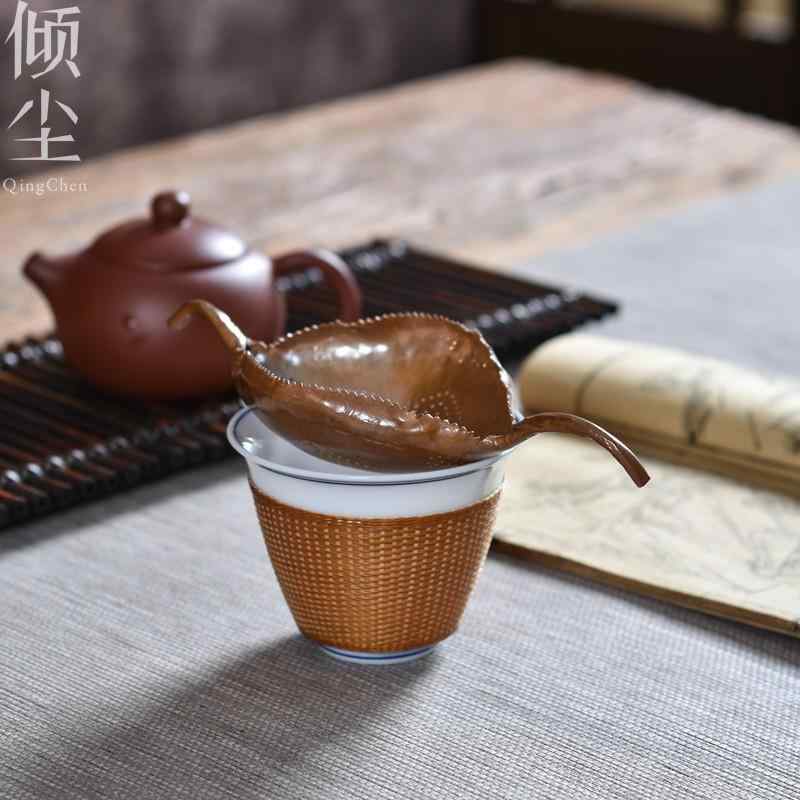 茶道具 ティーフィルター 茶こし 中国風 ハンドル 雑貨 茶かす 小物 装飾品 アンティーク 竹製 道具 レトロ コレクション