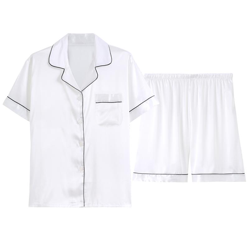 パジャマ ルームウェア セット ナイトウェア 白 カップル メンズ レディース 冷感 薄手 半袖 夏 ホーム ペアルック