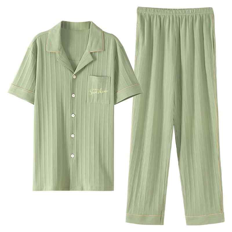 パジャマ ルームウェア セット ナイトウェア メンズ 夏 綿 半袖 ズボン ホーム サービス 薄手 大きいサイズ