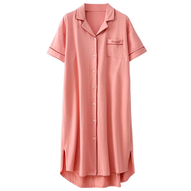 パジャマ ルームウェア ワンピース ナイトウェア 夏 寝間着 レディース スカート 薄手 綿 半袖 カーディガン シャツ ロング ドレス