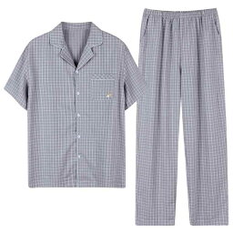 パジャマ ルームウェア セット ナイトウェア 綿 ガーゼ メンズ 夏 半袖 ズボン 薄手 メンズ ホーム 服