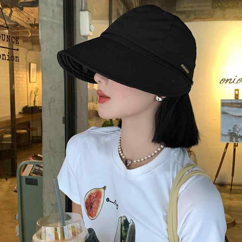 帽子 韓国 黒 フィッシャーマンハット 女性用 アウトドア サイクリング 日焼け防止 薄手