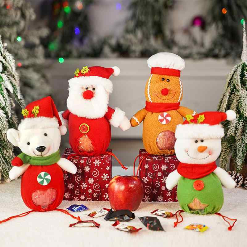 クリスマス フルーツ 包装 袋 かわいい 人形 リンゴ 子供 カップル トナカイ スノーマン サンタクロース クッキーマン