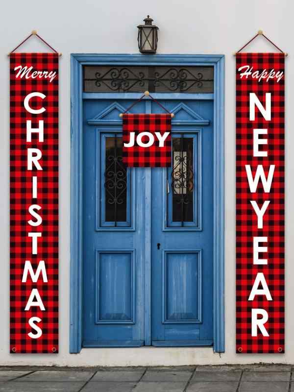 クリスマスデコレーション カプレット 格子 フラグ アメリカ ドア 雪だるま ガーランド ツリー パーティーアレンジメント 玄関 窓 赤