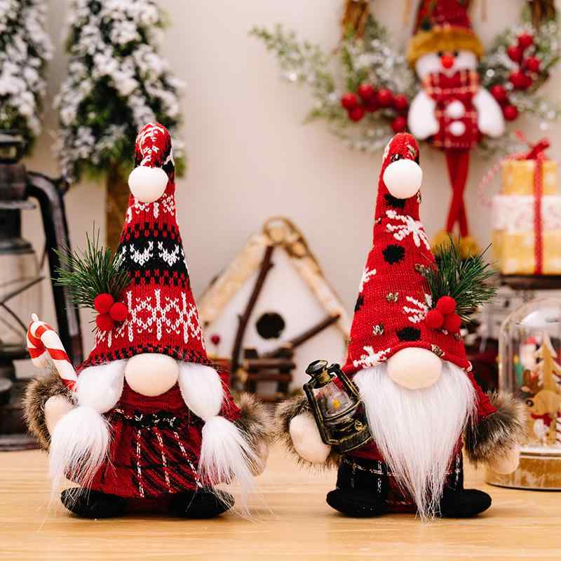 クリスマス 装飾 ボール ニット帽子 ドワーフ 人形 松葉杖 アメリカ サンタクロース 人形 置物 赤帽子