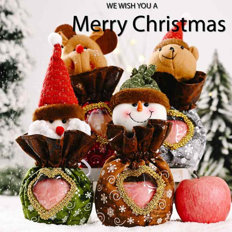 クリスマス 装飾 透明 キャンディーバッグ 子供用 ギフトバッグ 収納袋 リンゴ 雪だるま トナカイ サンタクロース ぬいぐるみ くま