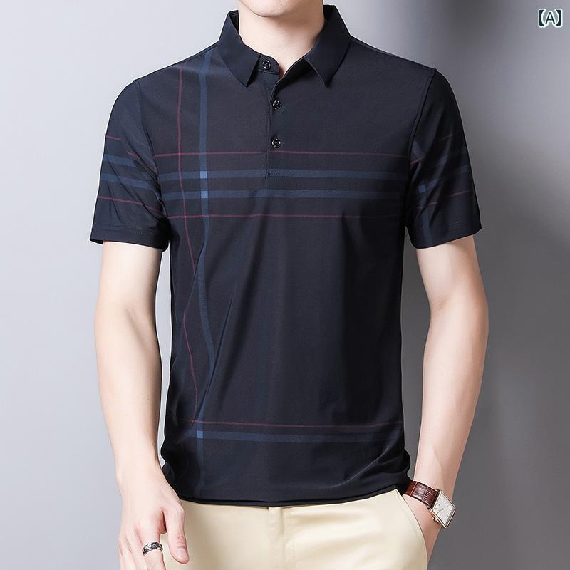 男性向け 半袖 Tシャツ ビジネス カジュアル 夏服 冷感 薄手 ポロシャツ 大きいサイズ シンプル