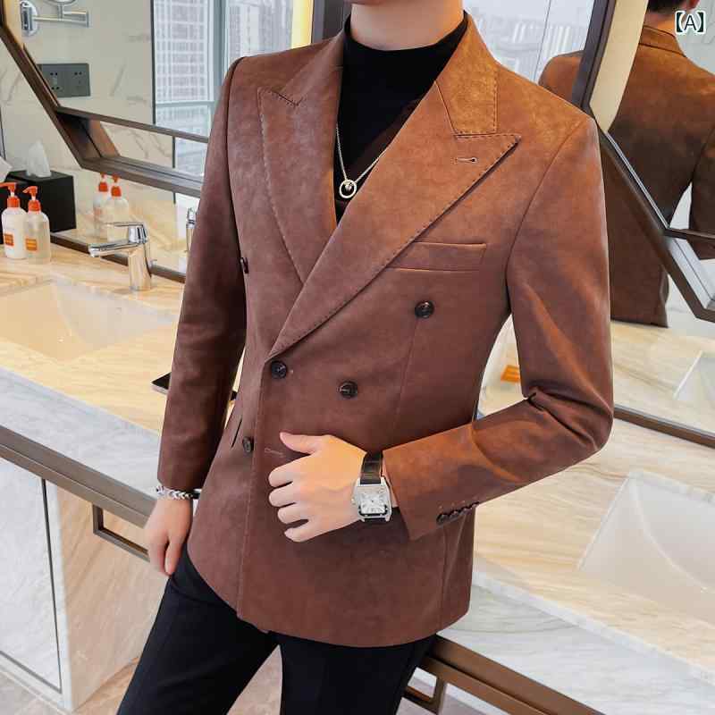 スエード ジャケット メンズ 秋冬 ビジネス カジュアル 韓国 ファッション 大きいサイズ テーラードジャケット