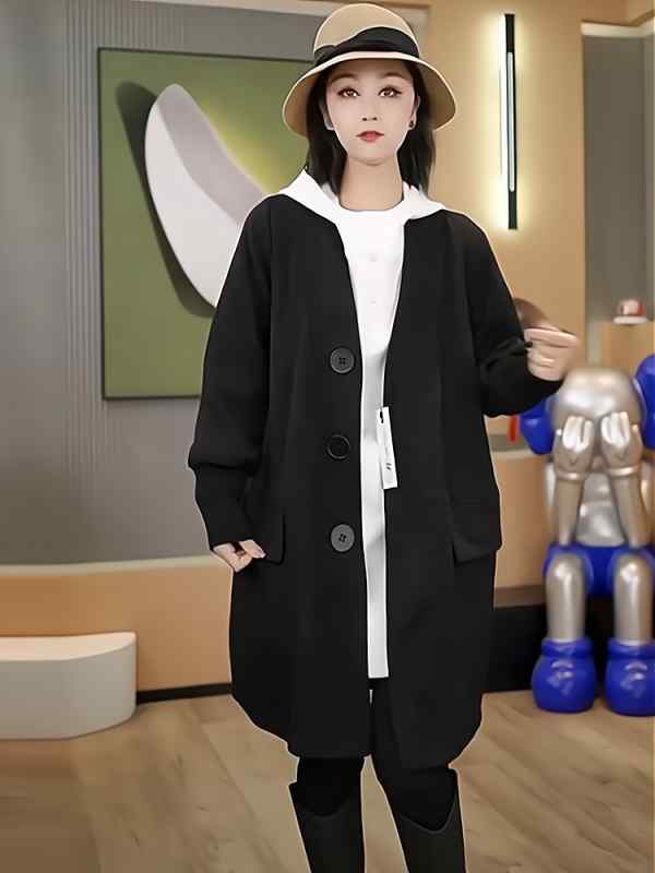 ゆったり 秋冬 韓国 シングルブレスト ジャケット フレンチカジュアル ミドル丈 カーディガン 女性用