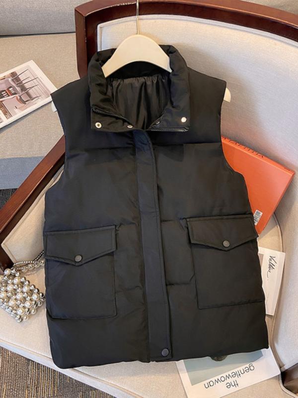 レディース ベスト 防寒 韓国 アウター 短丈 大きいポケット 秋冬 綿 ゆるい 厚手 ジャケット スタンドカラー アウターウェア